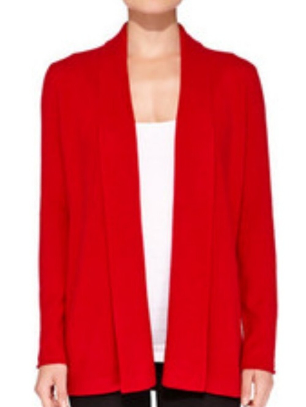 Neiman Marcus Red Cashmere Open Front Cardigan Size S